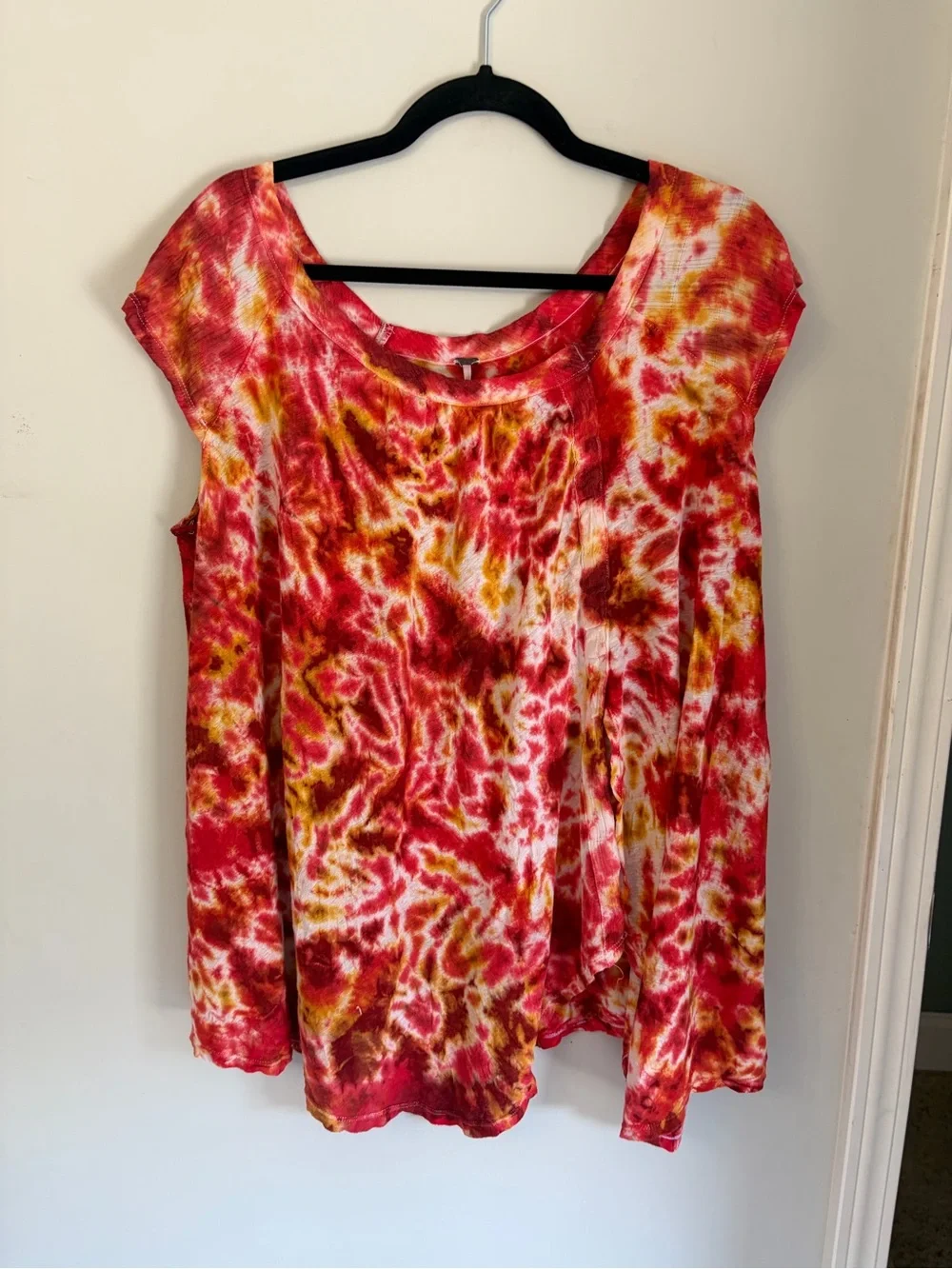 Free People Tie-Dye Cap Sleeve Top lightweight size small oversize flowy